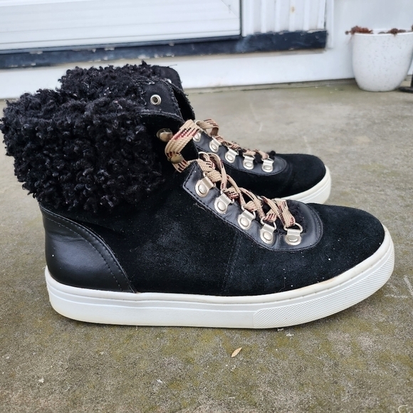 Sam Edelman Luther Shearling Sneaker Women 7 Shoes - Picture 2 of 9